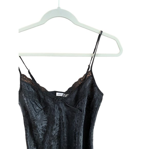 Adonna Womens Size Small Vintage Black Nightgown Spaghetti Strap Teddy y2k Knee - Picture 2 of 5